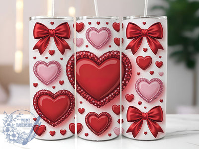 3D Glitter Coquette Heart Tumbler, Coquette Valentine Wrap, 3D Heart Cup, 20oz Sublimation Wrap, Stylish Valentine Design Tumbler, Artistic Glitter Coquette Cup, Glam Love Theme Wrap Sublimation ToriDesigns 