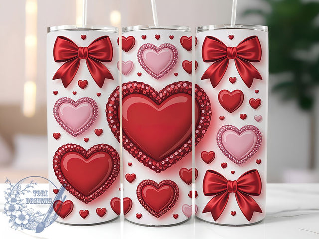 3D Glitter Coquette Heart Tumbler, Coquette Valentine Wrap, 3D Heart Cup, 20oz Sublimation Wrap, Stylish Valentine Design Tumbler, Artistic Glitter Coquette Cup, Glam Love Theme Wrap Sublimation ToriDesigns 