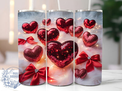 3D Glitter Coquette Heart Tumbler, Coquette Valentine Wrap, 3D Heart Cup, 20oz Sublimation Wrap, Stylish Valentine Design Tumbler, Artistic Glitter Coquette Cup, Glam Love Theme Wrap Sublimation ToriDesigns 