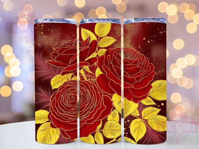 3D Glitter Red Rose Tumbler, Sparkling Floral Pattern, 3D Romantic Rose Design, 20Oz Sublimation Wrap, Elegant Flower Art, Glitter Rose Texture, Tumbler Sublimation Sublimation SvggirlplusArt 