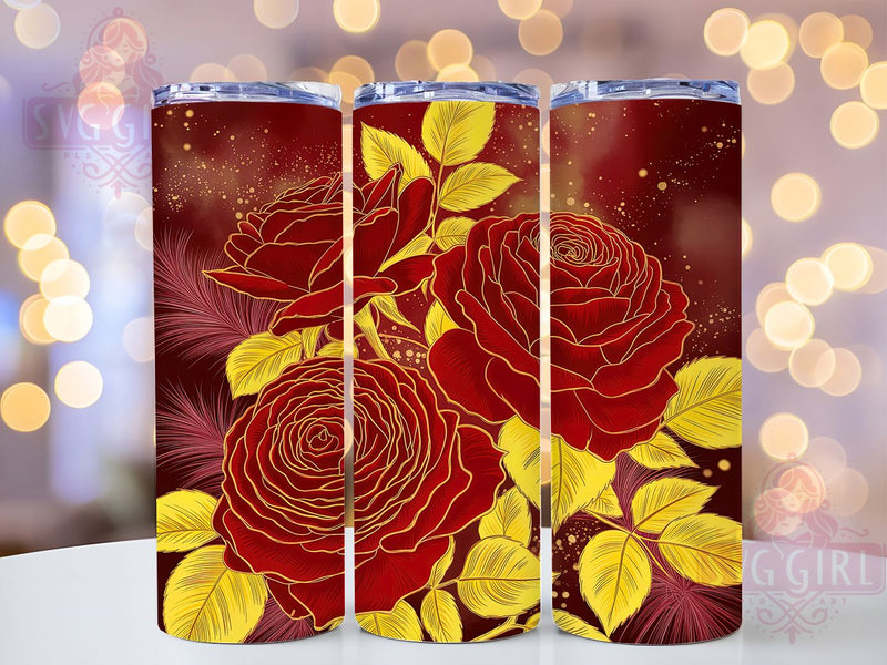 3D Glitter Red Rose Tumbler, Sparkling Floral Pattern, 3D Romantic Rose Design, 20Oz Sublimation Wrap, Elegant Flower Art, Glitter Rose Texture, Tumbler Sublimation Sublimation SvggirlplusArt 