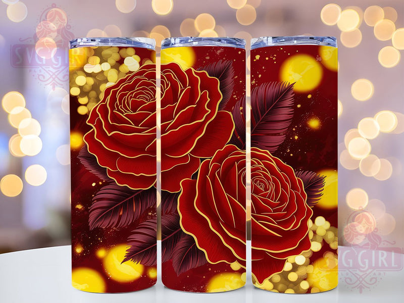 3D Glitter Red Rose Tumbler, Sparkling Floral Pattern, 3D Romantic Rose Design, 20Oz Sublimation Wrap, Elegant Flower Art, Glitter Rose Texture, Tumbler Sublimation Sublimation SvggirlplusArt 