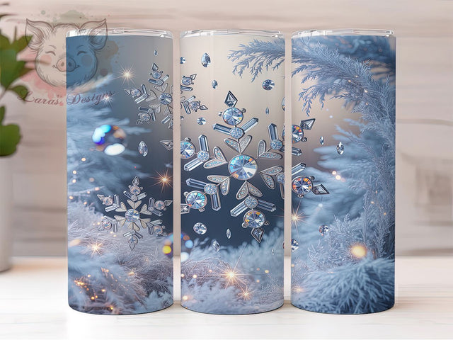 3D Glitter Snowflake Christmas Tumbler, Christmas Snowflake Wrap, Holiday Glitter Sublimation, 20oz Snowflake Tumbler, Festive Glitter Art, Seasonal Snowflake Mug, Sparkling Winter Cup Sublimation Lara' s Designs 