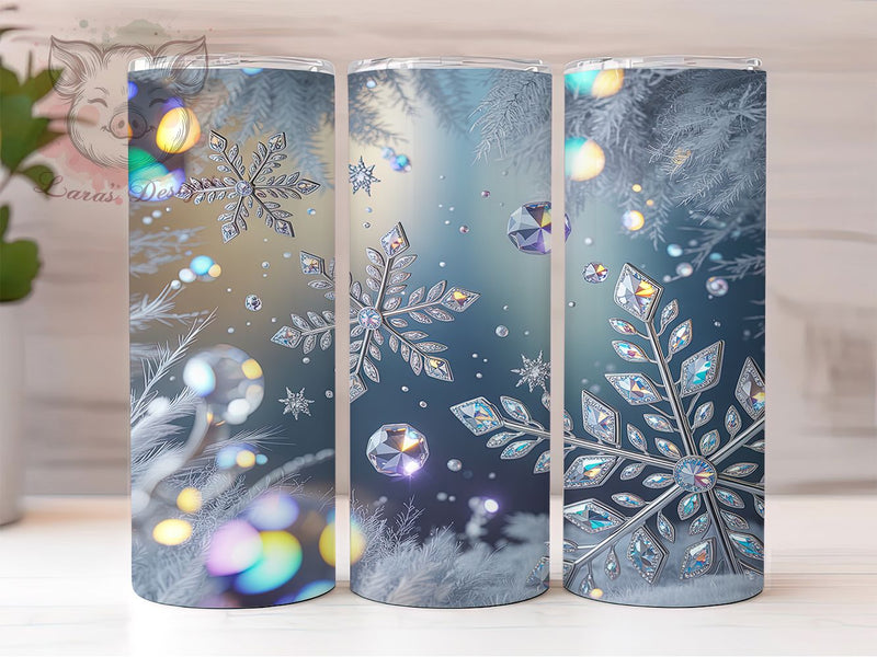 3D Glitter Snowflake Christmas Tumbler, Christmas Snowflake Wrap, Holiday Glitter Sublimation, 20oz Snowflake Tumbler, Festive Glitter Art, Seasonal Snowflake Mug, Sparkling Winter Cup Sublimation Lara' s Designs 