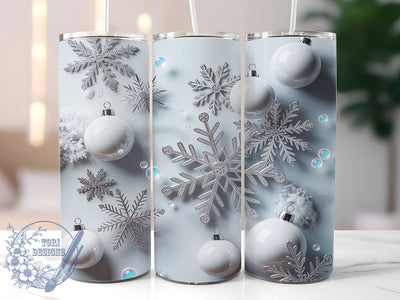 3D Glitter Snowflake Winter Tumbler, Winter Sparkle Wrap, Festive Snow Sublimation, Holiday Frost Cup, 20Oz Skinny Tumbler Wrap, Shiny Snow Mug, Magical Winter Design Sublimation ToriDesigns 