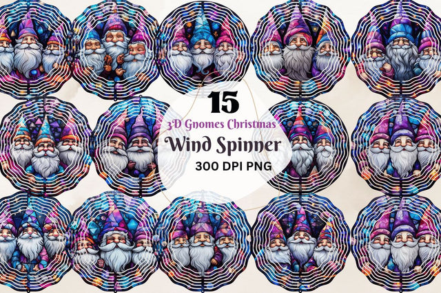 3D Gnomes Christmas Wind Spinner Sublimation Regulrcrative 