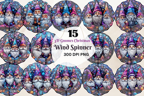 3D Gnomes Christmas Wind Spinner Sublimation Regulrcrative 