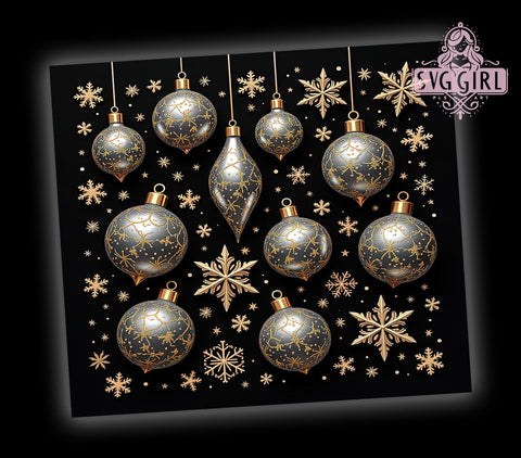 3D Gold and Silver Christmas Balls Tumbler Wrap, 3D Christmas Design, Gold Silver Balls, Tumbler Wrap, Sublimation Art, Holiday Tumbler, Festive Drinkware, Christmas Gift Sublimation SvggirlplusArt 