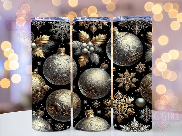 3D Gold and Silver Christmas Balls Tumbler Wrap, 3D Christmas Design, Gold Silver Balls, Tumbler Wrap, Sublimation Art, Holiday Tumbler, Festive Drinkware, Christmas Gift Sublimation SvggirlplusArt 