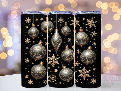 3D Gold and Silver Christmas Balls Tumbler Wrap, 3D Christmas Design, Gold Silver Balls, Tumbler Wrap, Sublimation Art, Holiday Tumbler, Festive Drinkware, Christmas Gift Sublimation SvggirlplusArt 