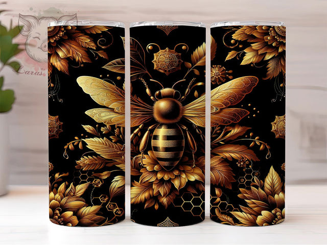 3D Gold Bee Honeycomb 20oz Luxury Tumbler Wrap, Metallic Bee Sublimation, Luxury Bee 20oz Wrap, Seamless Golden Honeycomb Design, Elegant Bee Tumbler, Shimmer Honey Bee Tumbler Sublimation Lara' s Designs 