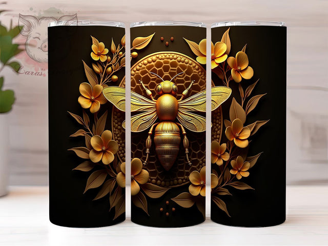 3D Gold Bee Honeycomb 20oz Luxury Tumbler Wrap, Metallic Bee Sublimation, Luxury Bee 20oz Wrap, Seamless Golden Honeycomb Design, Elegant Bee Tumbler, Shimmer Honey Bee Tumbler Sublimation Lara' s Designs 