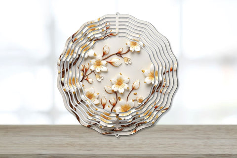 3D Gold Cherry Blossom Flowers Wind Spinner Bundle Sublimation Regulrcrative 