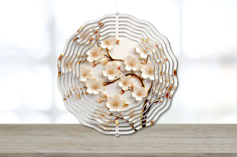 3D Gold Cherry Blossom Flowers Wind Spinner Bundle Sublimation Regulrcrative 