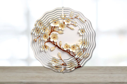 3D Gold Cherry Blossom Flowers Wind Spinner Bundle Sublimation Regulrcrative 