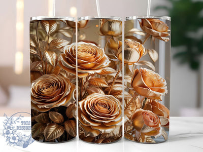 3D Gold Floral Luxury Tumbler, 3D Floral, Elegant Wrap, Luxury Tumbler, 20oz Tumbler, Sublimation Design, Decorative Pattern Sublimation ToriDesigns 