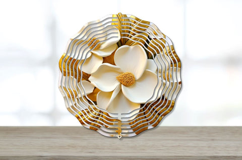 3D Gold Gardenia Flowers Wind Spinner Sublimation Regulrcrative 