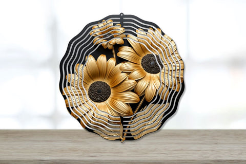 3D Gold Gerbera Daisy Flowers Wind Spinner Bundle Sublimation Regulrcrative 