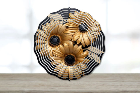 3D Gold Gerbera Daisy Flowers Wind Spinner Bundle Sublimation Regulrcrative 