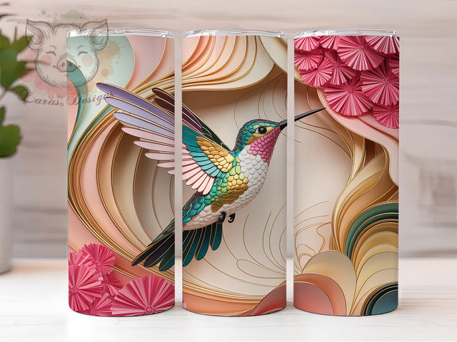 3D Gold Hummingbird Tumbler, Gold Bird Tumbler, Whimsical Hummingbird Wrap, Elegant Bird Wrap, Vibrant Gold Wrap, Sublimation Design, Trendy Gift Idea Sublimation Lara' s Designs 