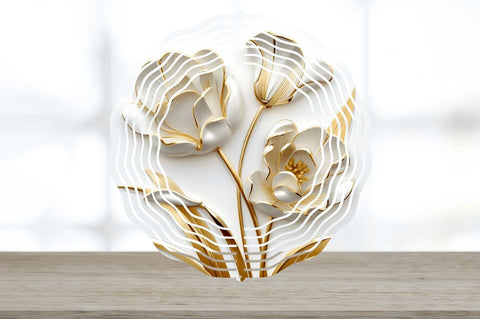 3d Gold Tulip Flowers Wind Spinner Sublimation Regulrcrative 