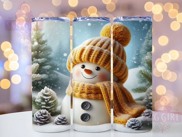 3D Golden Snowman Christmas Tumbler, 3D Design, Hole In Wall, Christmas Wrap, Holiday Tumbler, 20oz Tumbler, Sublimation Print Sublimation SvggirlplusArt 