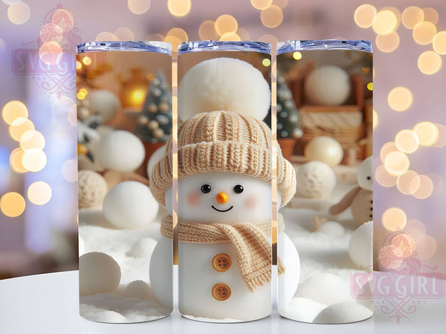 3D Golden Snowman Christmas Tumbler, 3D Design, Hole In Wall, Christmas Wrap, Holiday Tumbler, 20oz Tumbler, Sublimation Print Sublimation SvggirlplusArt 
