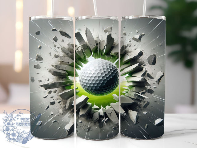 3D Golf Ball, Golf Tumbler, Hole in the Wall, Sublimation Design, Sports Drinkware, Golf Lover Gift, Unique Tumbler, Golf Accessories Sublimation ToriDesigns 