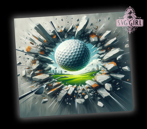 3D Golf Ball Tumbler, Golf Wall Art, Smashing Golf Ball, PNG Wrap, Sublimation Design, Golf Gifts, Sports Drinkware, Golf Lover Decor Sublimation SvggirlplusArt 