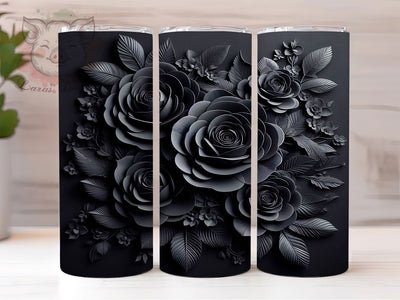 3D Gothic Black Rose Tumbler, Black Rose Tumbler, Elegant Floral Wrap, Gothic Rose Wrap, Whimsical Rose Wrap, Sublimation Design, Trendy Gift Idea Sublimation Lara' s Designs 