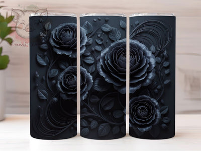3D Gothic Black Rose Tumbler, Black Rose Tumbler, Elegant Floral Wrap, Gothic Rose Wrap, Whimsical Rose Wrap, Sublimation Design, Trendy Gift Idea Sublimation Lara' s Designs 