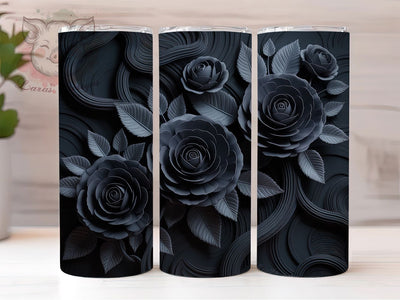 3D Gothic Black Rose Tumbler, Black Rose Tumbler, Elegant Floral Wrap, Gothic Rose Wrap, Whimsical Rose Wrap, Sublimation Design, Trendy Gift Idea Sublimation Lara' s Designs 