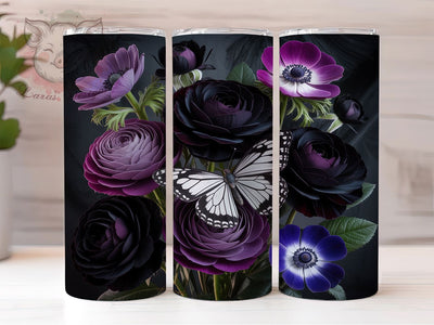 3D Gothic Rose Butterfly 20oz Tumbler, Black Rose Design, Butterfly Sublimation PNG, 20oz Tumbler Sublimation, Dark Floral Cup Wrap, Gothic Sublimation Design, Digital Rose Butterfly Wrap Sublimation Lara' s Designs 