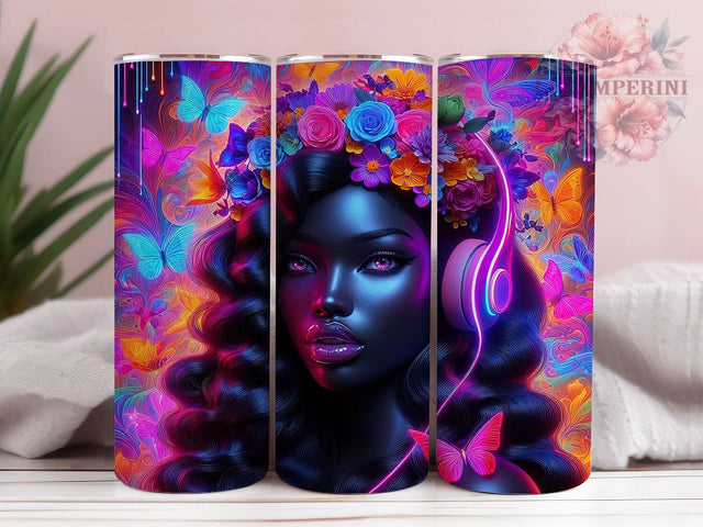 3D Graffiti Black Woman Tumbler, Black Woman, Music Theme, Urban Art, Street Style, 20Oz Tumbler, Sublimation Wrap Sublimation Li Zamperini 
