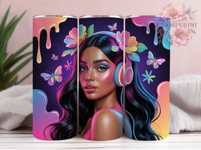 3D Graffiti Black Woman Tumbler, Black Woman, Music Theme, Urban Art, Street Style, 20Oz Tumbler, Sublimation Wrap Sublimation Li Zamperini 