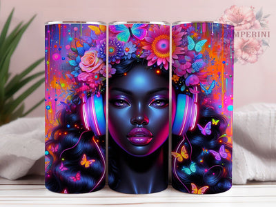 3D Graffiti Black Woman Tumbler, Black Woman, Music Theme, Urban Art, Street Style, 20Oz Tumbler, Sublimation Wrap Sublimation Li Zamperini 