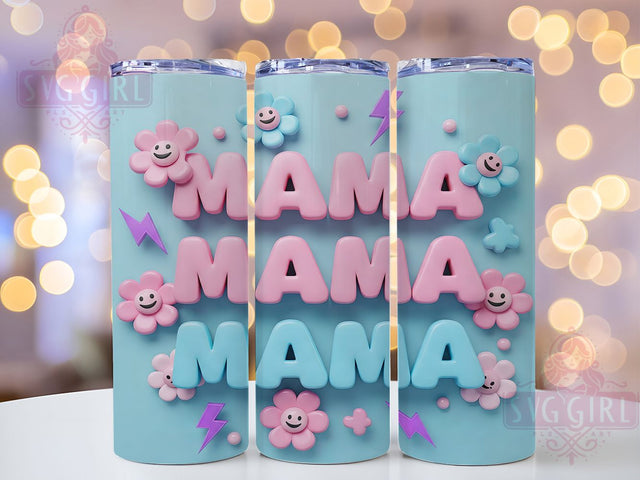 3D Groovy Retro Mama Tumbler, 3D Inflated Text, Vintage Mom Gift, Groovy Mama Wrap, Aesthetic Mom Sublimation, 70s Style Tumbler, Funky Mom Design Sublimation SvggirlplusArt 