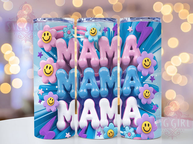 3D Groovy Retro Mama Tumbler, 3D Inflated Text, Vintage Mom Gift, Groovy Mama Wrap, Aesthetic Mom Sublimation, 70s Style Tumbler, Funky Mom Design Sublimation SvggirlplusArt 