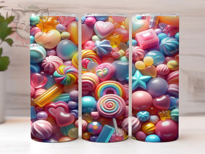 3D Gummy Candy Tumbler, Gummy Candy Style, Sweet Treat Wrap, Fun Colorful Design, Playful Seamless Print, Cute Chic Aesthetic, 20Oz Tumbler, Sublimation Sublimation Lara' s Designs 