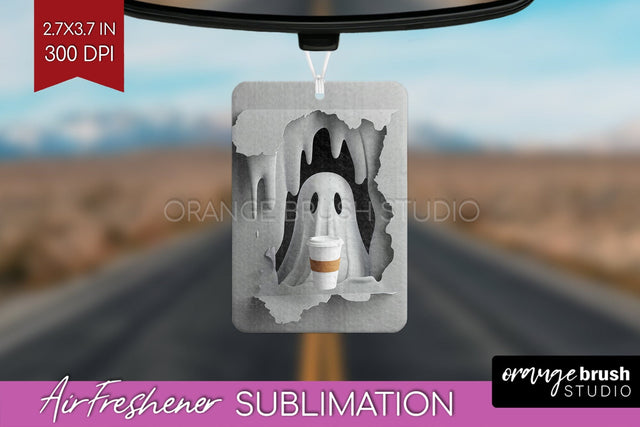 3D Halloween Air Freshener PNG - Spooky Car Freshener Design Sublimation OrangeBrushStudio 