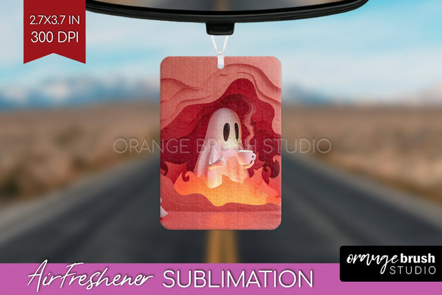 3D Halloween Air Freshener PNG - Spooky Car Freshener Design Sublimation OrangeBrushStudio 