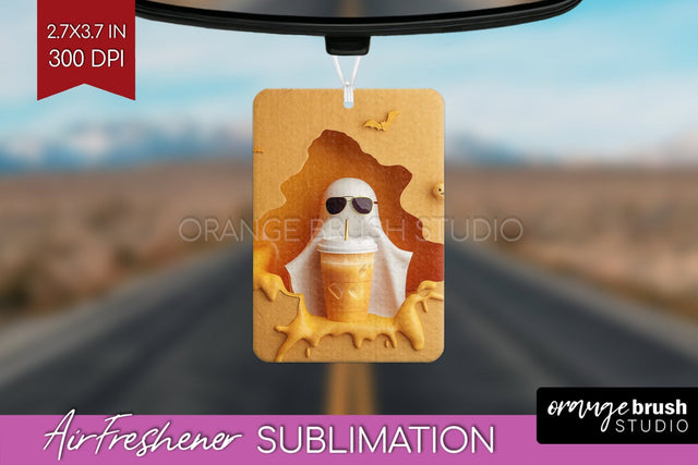 3D Halloween Air Freshener PNG - Spooky Car Freshener Design Sublimation OrangeBrushStudio 