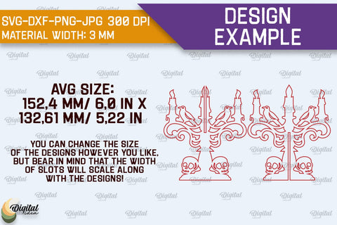 3D Halloween Candelabra Laser Cut. Halloween Decoration SVG SVG Evgenyia Guschina 