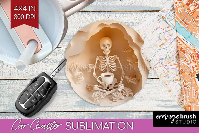 3D Halloween Car Coaster PNG - Spooky Coaster Sublimatoin Sublimation OrangeBrushStudio 