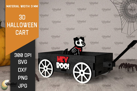 3D Halloween cart LaserCut. Spooky decor SVG. Trick or treat SVG Evgenyia Guschina 