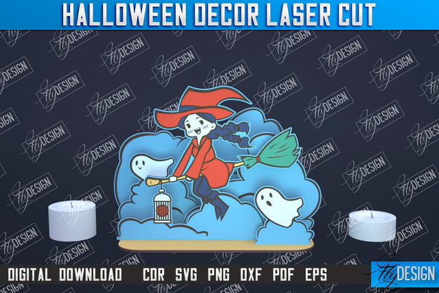 3D Halloween Decor | 3D Halloween Scene | Multilayered Design | CNC File SVG Fly Design 