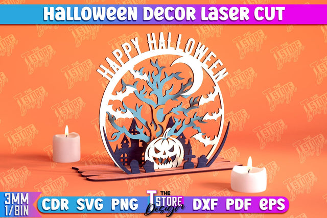 3D Halloween Decor | 3D Halloween Scene | Multilayered Design | Happy Halloween | CNC File SVG The T Store Design 