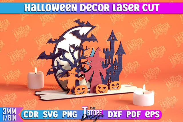 3D Halloween Decor | 3D Halloween Scene | Multilayered Design | Haunted House | CNC File SVG The T Store Design 