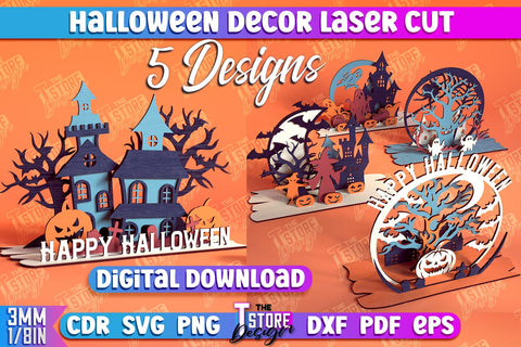 3D Halloween Decor Bundle | 3D Halloween Scene | Multilayered Design | CNC Files SVG The T Store Design 