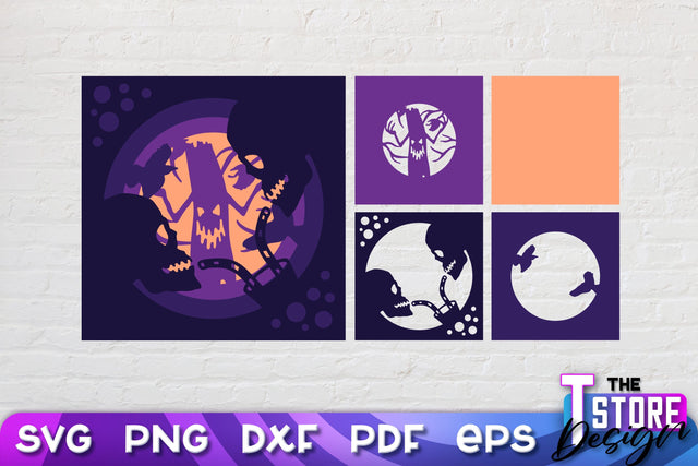 3D Halloween Design | 3D Paper Scene | Halloween Décor | Multilayered Design | SVG File SVG The T Store Design 